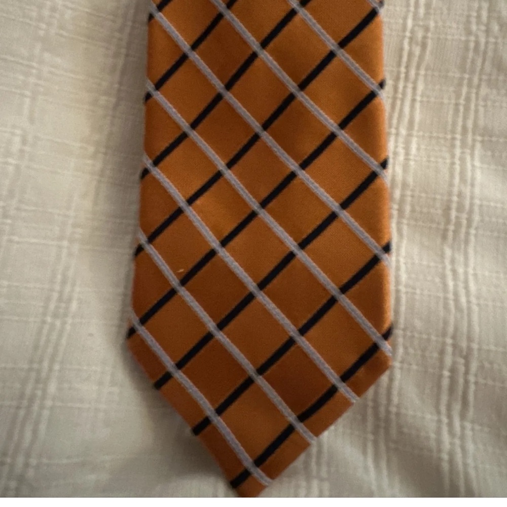 Izod Men’s Silk Tie Orange Blue Gray Excellent